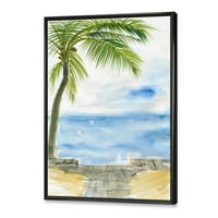 Designart 'Palm Beach Resort a Sunrise II -nél' Tengeri és parti keretes vászonfali nyomtatás