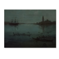 Védjegy Szépművészet 'Nocturne kék és ezüst a lagúna velencei vászon művészete, Whistler