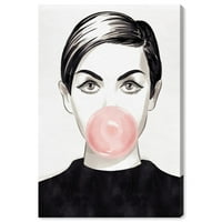 Wynwood Studio People és Portrés Wall Art Canvas nyomatok 'Bubblegum Idol' Portrék - Fekete, Fehér