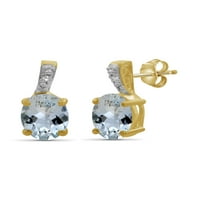 JewelersClub Carat T.G.W. Aquamarine és akcentus fehér gyémánt 14K arany ezüst fülbevalók felett