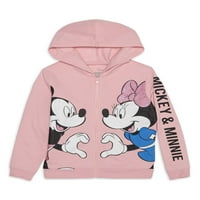 Disney Minnie és Mickey Mouse Girls Glitter Grafikus Zip-Up kapucnis, 4-16 méret