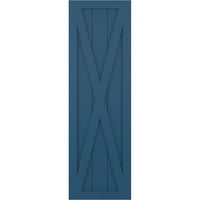 Ekena Millwork 15 W 66 H True Fit PVC Egyetlen X-Board Farmhouse Rögzített redőnyök, Kék Kék