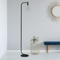 Egyszerű minták Modern vas Lámpás állólámpa üveg árnyalattal, Fekete