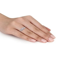 Carat T.W. Gyémánt sterling ezüst virág ígéret gyűrű