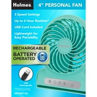 Holmes 4 személyes Újratölthető ventilátor, HPF0467MG, menta zöld