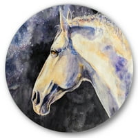 Designart 'közelről a fejét egy Lipicai ló' parasztház kör fém fal Art-lemez 29