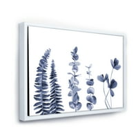 Designart 'Navy Blue Eukaliptusz fehér I' hagyományos keretes vászon fali nyomtatvány