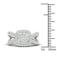 3 4ct TDW Diamond 14K Fehér Arany Halo eljegyzési gyűrű