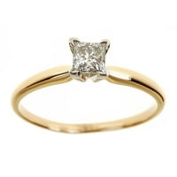 0. Carat T.W. Hercegnő White Diamond 14KT sárga arany pasziánsz gyűrű