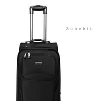 Zónabit poggyász bőrönddet stig16-001-fekete könnyű puha héj gördülő fonó kerekekkel Vízálló bőrönd nők és férfiak számára, fekete,