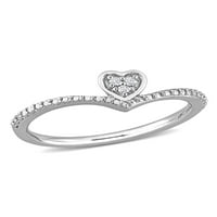 Miabella női gyémánt akcentus ezüst szívű ígéret gyűrű