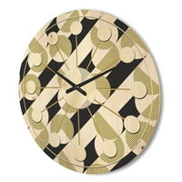 Designart 'Circular Absztrakt retro mintázat geometrikus II' 'Század közepén modern fa falió