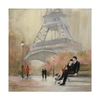 Védjegy képzőművészet 'Romantikus Párizs i Red Jacket' vászon művészet Julia Purinton