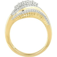 Carat T.W. Baguette és kerek gyémánt 10K sárga arany évforduló gyűrű