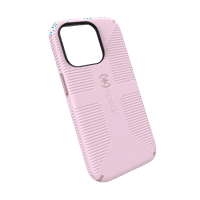 Speck Candyshell Grip a Magsafe tokjával az iPhone Pro -hoz lágy lila és szegfűszörös sziromban