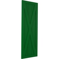 Ekena Millwork 15 W 57 H True Fit PVC Egyetlen X-Board Farmhouse rögzített redőnyök, Viridian Green