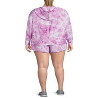 AVIA női plusz méretű Athleisure pulóver és rövidnadrág, 2 darab