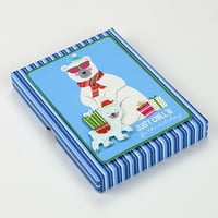 Karácsonyi vékony téglalap ajándékkártya és pénztartó doboz, kék jegesmedve