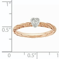 Gyémánt sterling ezüst rózsa aranyozott szívgyűrű