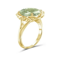 JewelersClub Green Ametisztgyűrű Gyűrű Birthstone Jewelry - 3. Karát zöld ametiszt 14K aranyozott ezüst gyűrűs ékszerek - drágakő