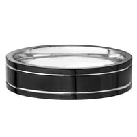 Tengerparti ékszerek fekete bevont rozsdamentes acél lapos sáv kettős hornyolt gyűrű