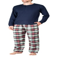 Férfi alvás hosszú ujjú flanel pizsama nadrágkészlet