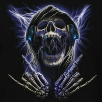 A férfi koponya -reaper teljes mellkasi fekete grafikus póló