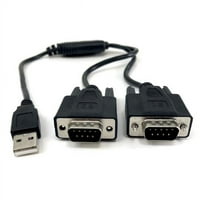 Mikro csatlakozók E07-ft. USB 2. A-férfi kettős DB9-férfi soros Adapter, fekete