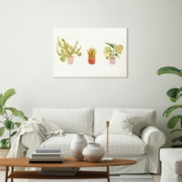 Wynwood Studio vászon Kaktuszok Trio virágos és Botanikai botanikai fali művészet vászon nyomtatás Fehér Világoszöld 30x20
