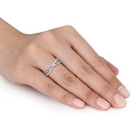 Miabella női karátos T.W. Gyémánt sterling ezüst keresztező három sávos gyűrű
