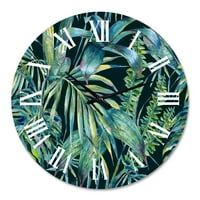 Designart 'Természetes levelek egzotikus a sötétben' trópusi falióra