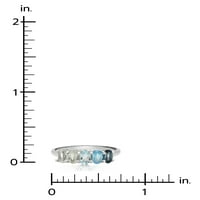 Sterling ezüst 5-kő ovális kék topaz ombre gyűrű