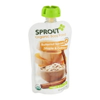 Sprout Organic bébiétel, színpadi tasakok, butternut squash zabliszt juharral, 4. oz