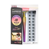 imPRESS Press-on Falsies szempilla klaszterek készlet, terjedelmes, Fekete, klaszterek