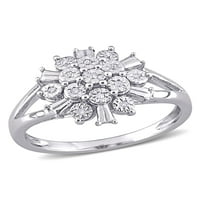 Karátos T. W. Gyémánt Ezüst Virágos Gyűrű