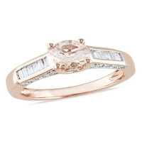 Carat T.G.W. Morganite és Carat T.W. Gyémánt 14KT rózsa arany eljegyzési gyűrű