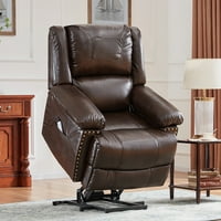 Hommoo elektromos masszázs szék, erőteljesítőkar masszázs és hő az időskorúak számára, kárpitozó fekvőhely -kanapé szék, barna