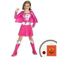 Pink Super Girl Child jelmezkészlet ingyenes ajándékkal