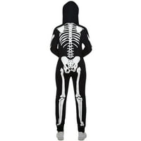 Morph női csontváz jelmez felnőtt egy Halloween pizsama jumpsuit Halloween fekete XL
