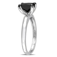 Miabella női karátos T.W. Hercegnő-vágott fekete gyémánt 10KT fehérarany pasziánsz eljegyzési gyűrű