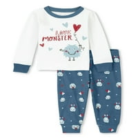 A Gyerekhely Unise Baby és kisgyermek grafikus hosszú ujjú felső és hosszú nadrágos fitt pamut pizsamák, újszülött - 6T