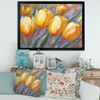 Designart 'Absztrakt sárga virágzó tulipánok' hagyományos keretes művészeti nyomtatás