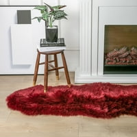 Deluxe Ultra Soft Fau Sheepskin szőrme sorozat bolyhos dekoratív beltéri botrányos terület szőnyeg, láb, piros, csomag