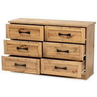 Baxton Studio Colburn Modern és kortárs 6-Drawer Oak Brown kész fa tároló szekrény