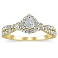 1- Carat T.W. Ragyogó finom ékszer körte vágott gyémánt eljegyzési gyűrű 10 kt sárga aranyban, 6. méret