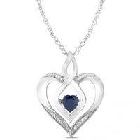 Sterling ezüst szimulált kék zafír és gyémánt-eltakaró női divat szív nyaklánc medál, 18