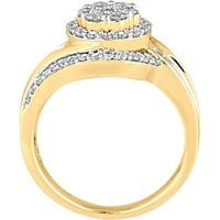 Carat T.W. Diamond 10KT sárga arany ölelés divatgyűrű