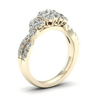 1 ct tdw gyémánt 10k sárga arany klaszter osztott szár évforduló gyűrű