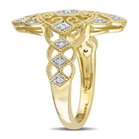 Carat T.W. Gyémánt 10KT sárga arany szüreti gyűrű