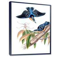 Vintage vidéki madarak az ágon v keretes festmény vászon művészeti nyomtatás
